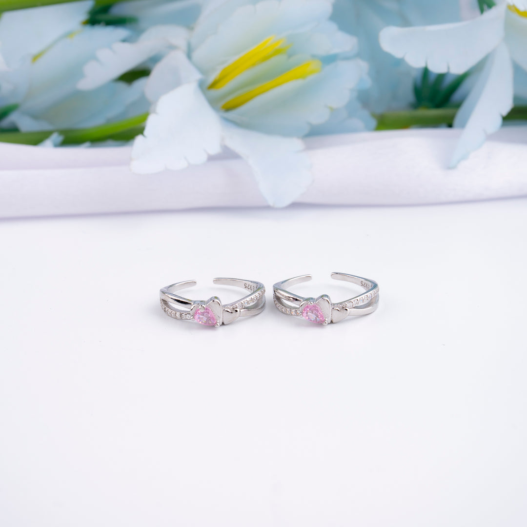 Stylish Silver CZ Toe Ring