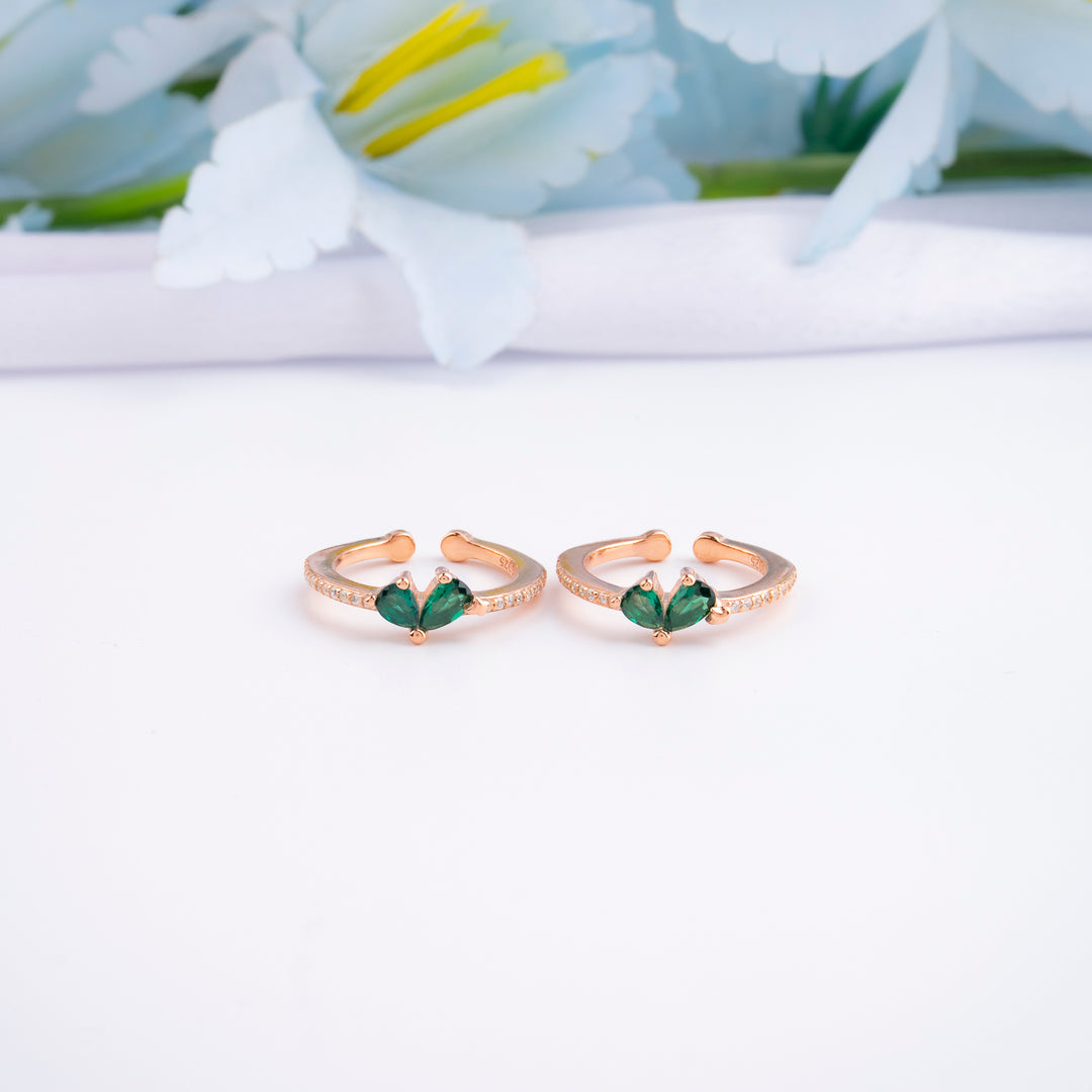 Stylish Silver Rose Gold CZ Toe Ring