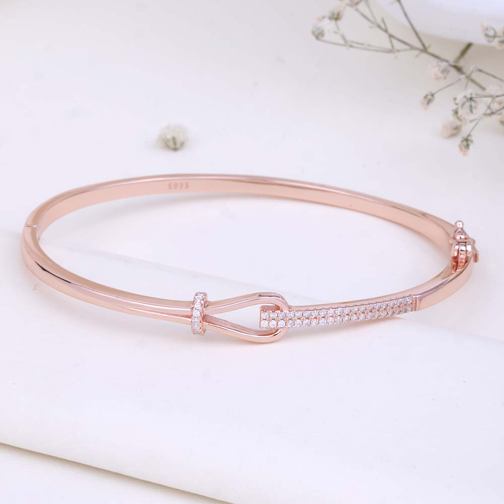 Traditional CZ Rose Gold Kada | Indian Jewellery for Women