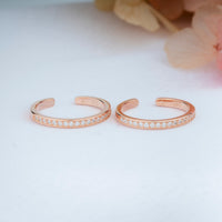 Traditional CZ Stone Silver Rose Gold Toe Ring for Women/Daily Wear