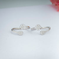 Traditional CZ Stone Silver Toe Ring for Women
