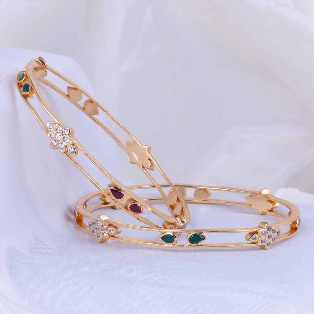Traditional Gold Plated Diamond Setting Bangle Design
