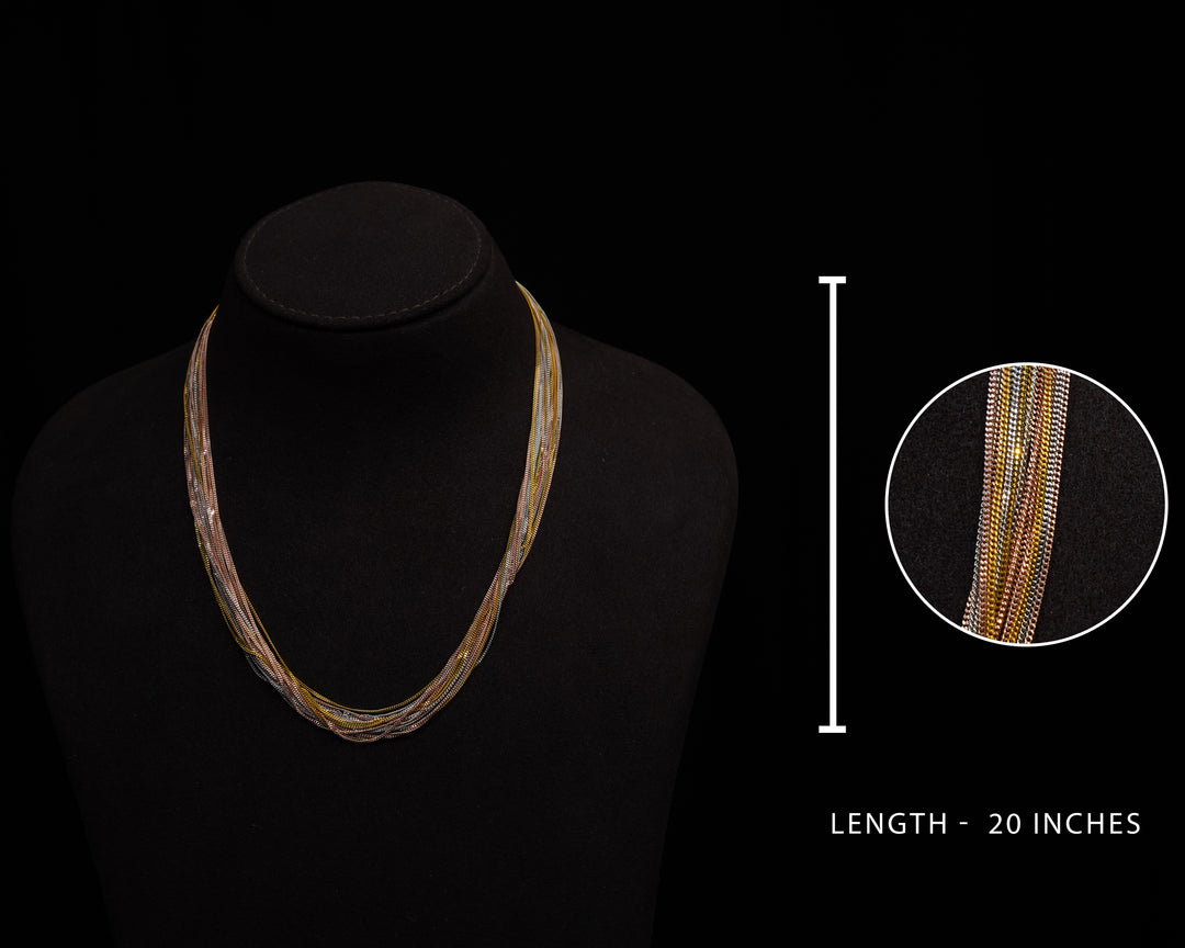 Traditional Jewellery Silver 7 Layers 3 Tone Chain