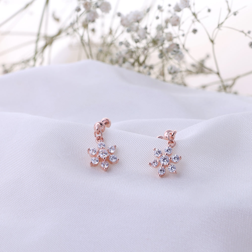 Traditional Koppu Earrings | Silver Rose Gold