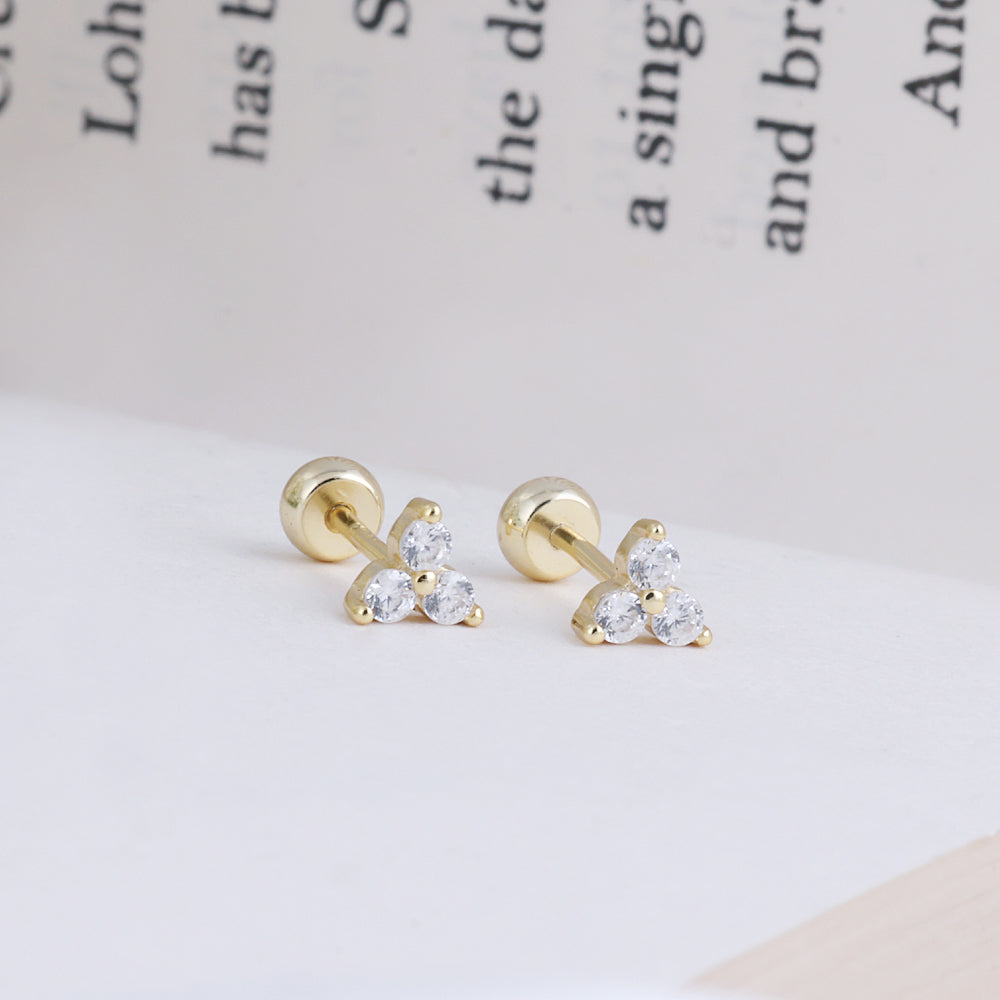 Traditional Silver Gold Plated Second Stud Earrings for Women