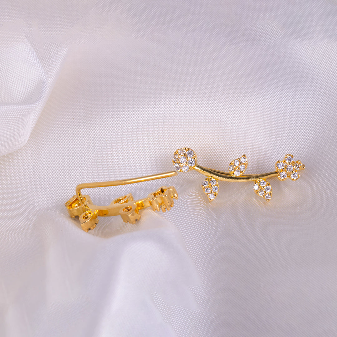 Trendy Gold Plated CZ Cuff Earrings for Women