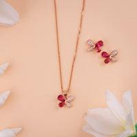 Trendy Italian CZ Rose Gold Chain Pendant Set| Daily Wear