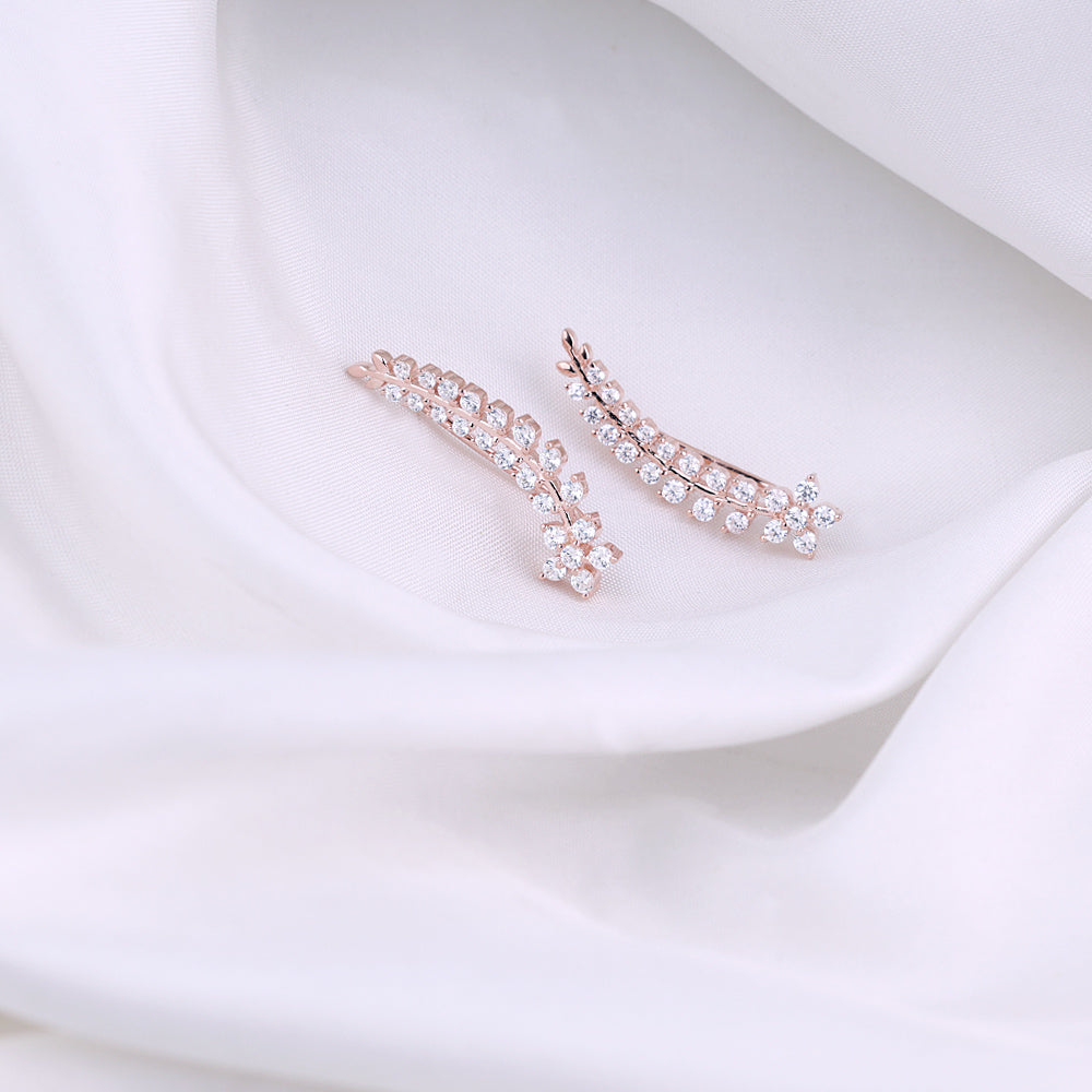 Trendy Rose Gold CZ Cuff Earrings Online