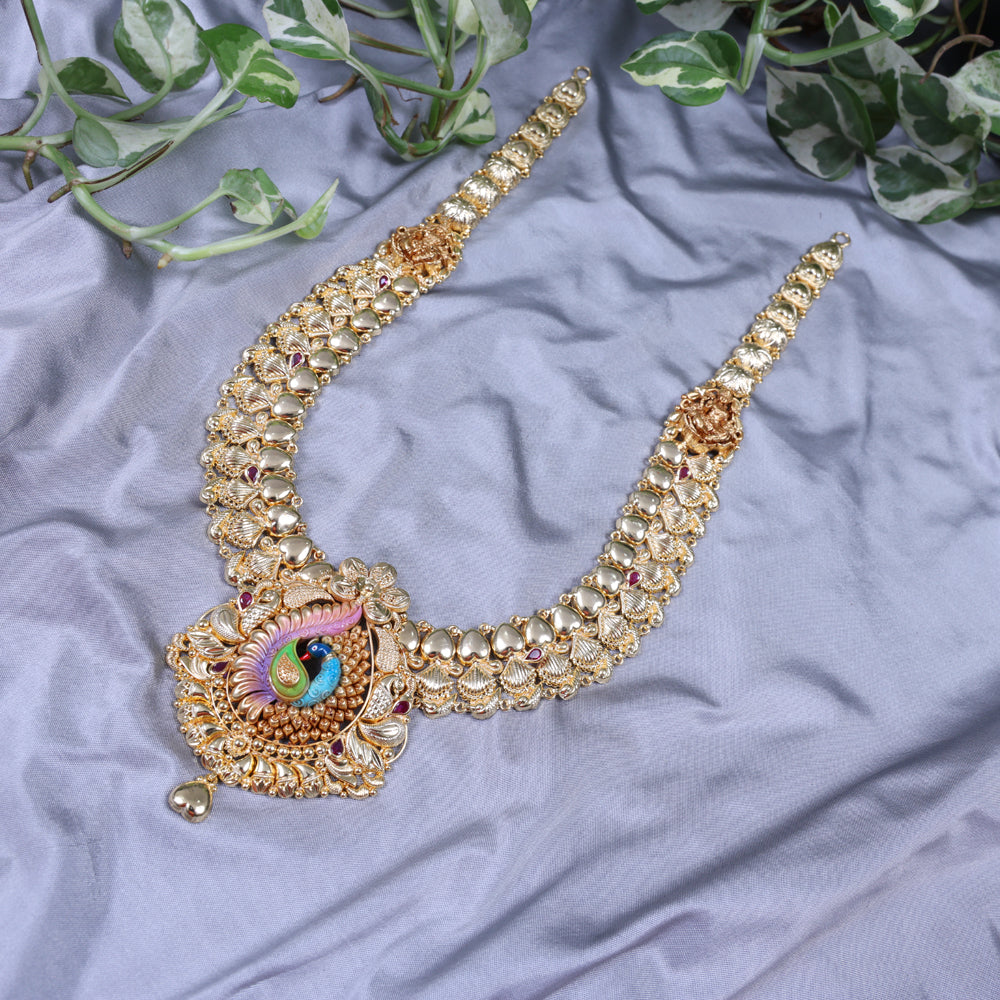 paper casting gold plated haram Necklace