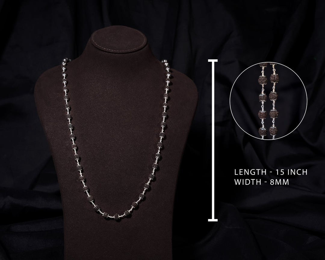 Black Rudhraksh 8MM with Cap Mala - Traditional Design