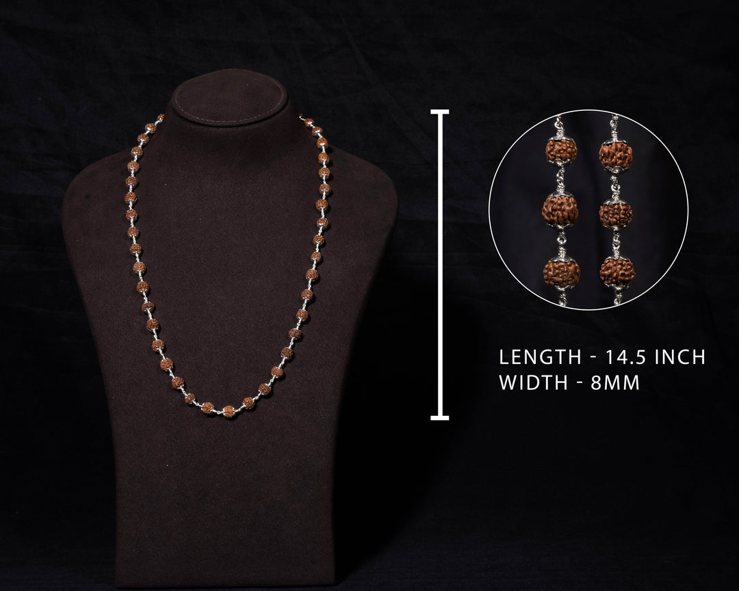 Brown Rudhraksh 8MM with Cap Mala - Traditional Design