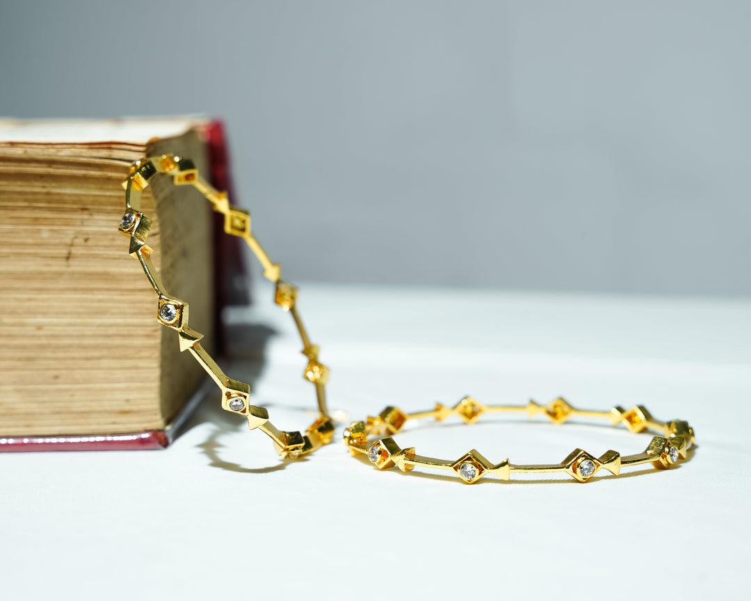 Classic Gold Plated Diamond Setting Bangle Design | Coimbatore Chennai
