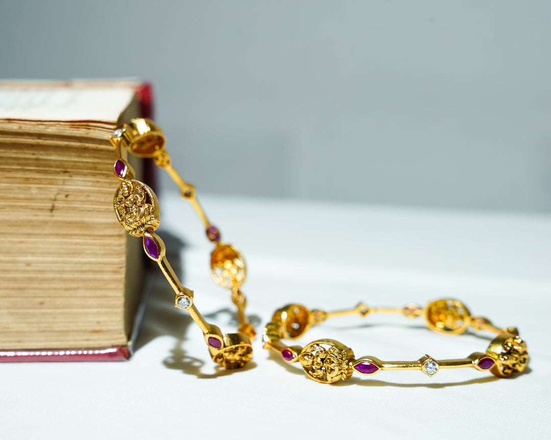 Gold Plated Diamond Setting Bangle | Chaneira Jewels | 92.5 Silver
