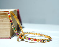 Gold Plated Navarathna Bangle for Women| Traditional Wear