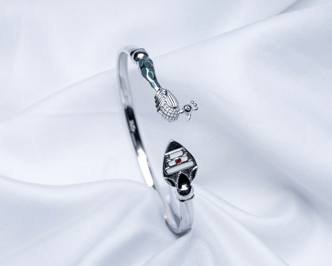 Men's Silver Peacock Kada for Men| Festival Wear