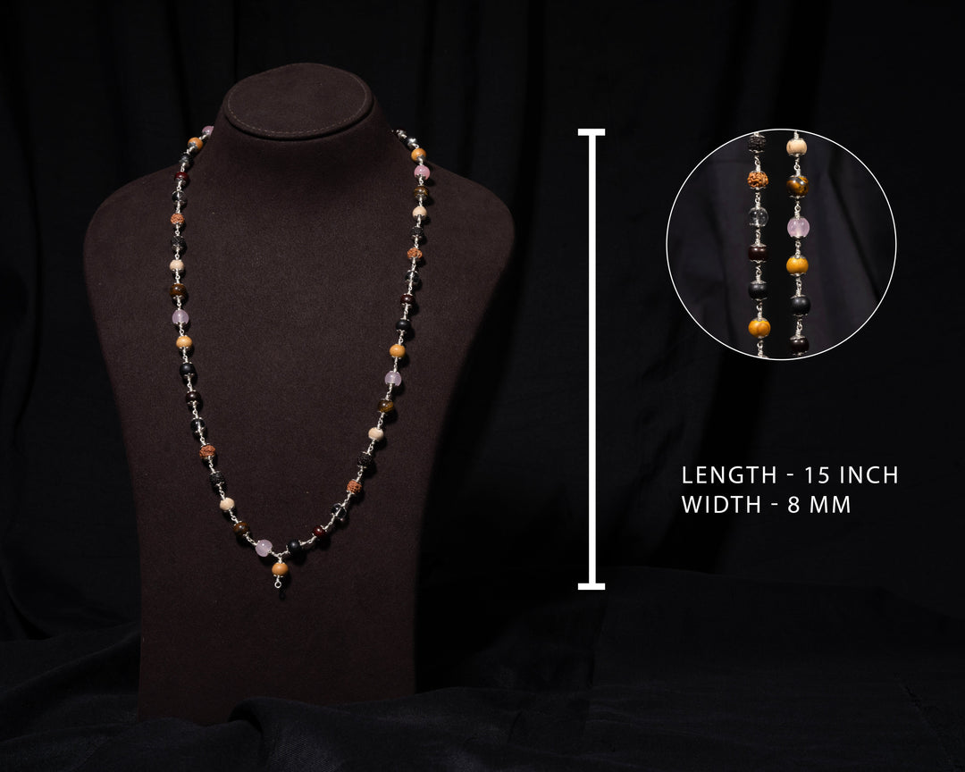 Navamani 8MM with Cap Mala - Traditional Design