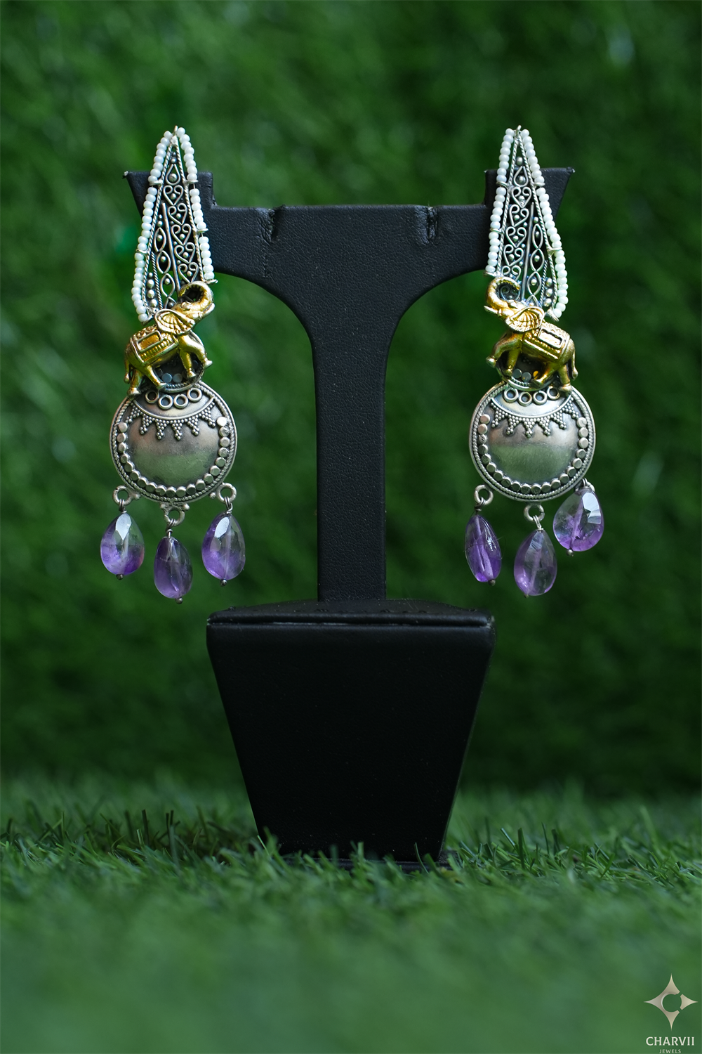 Oxidised Earrings with daily wear charm