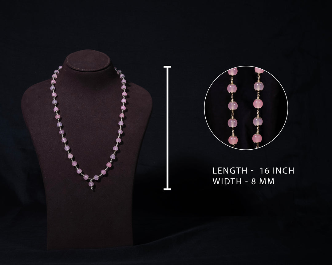 Pink Spadigam 8MM with Cap Mala - Traditional Design