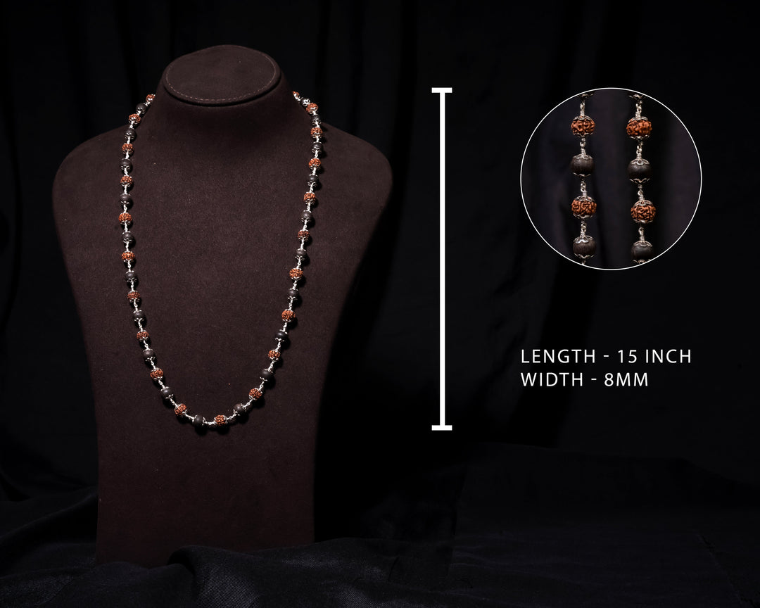 Rudhraksh Karungali 8MM with Cap Mala - Traditional Design