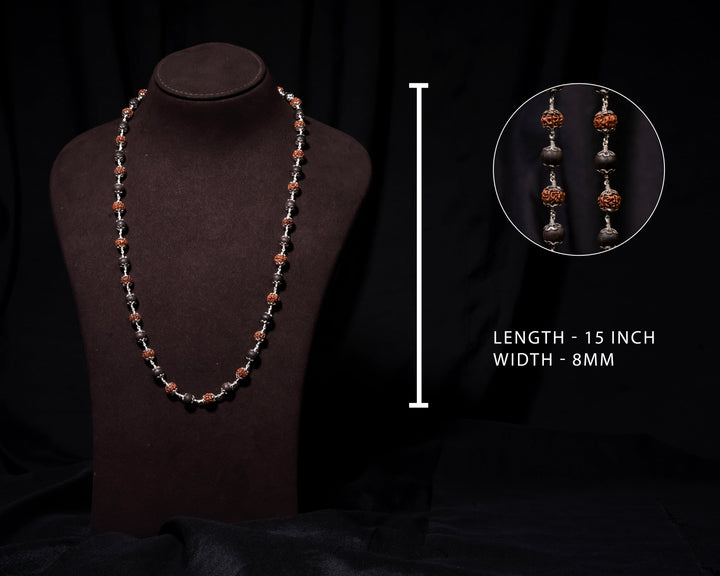 Rudhraksh Karungali 8MM with Cap Mala - Traditional Design