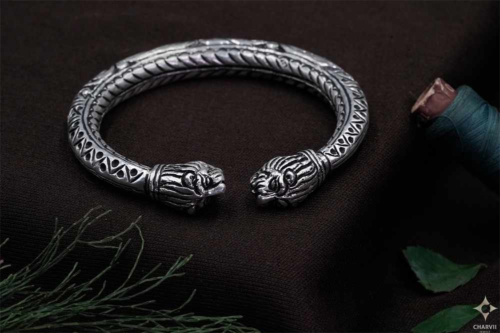 Silver Lion Head Men's Kada SKA0006