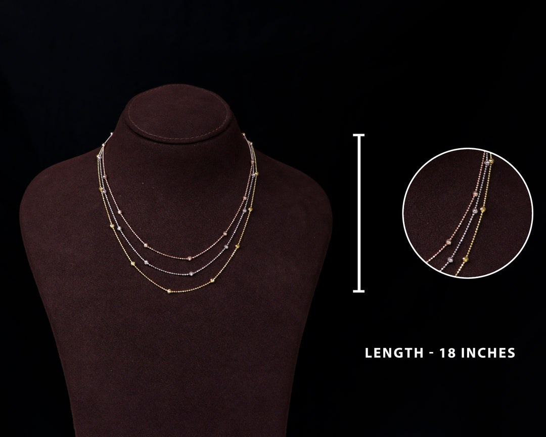 Silver 3 Layers 3 Tone Chain for Women | Chaneira Jewels